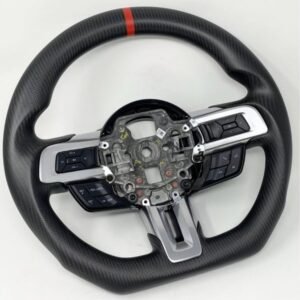 Full Matte Carbon Fiber Steering Wheel with Red Accents (’18+)